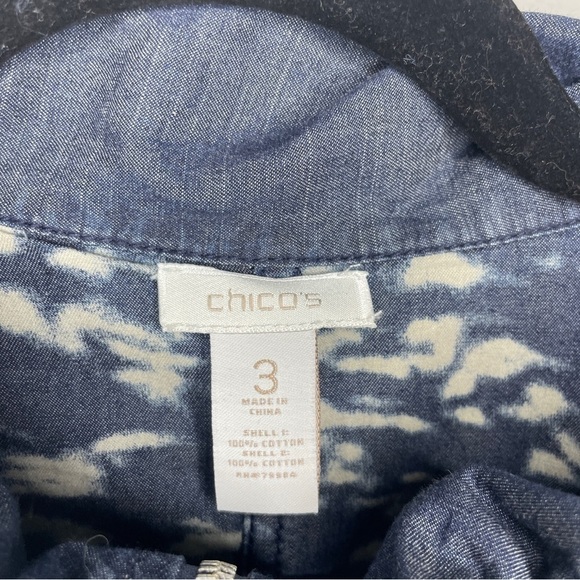 Chico’s Blue Chambray Zip Up Reversible Jacket Size 3 - Picture 10 of 11